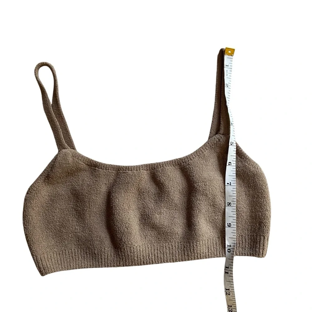 SKIMS Light Cozy Scoop Bralette Desert Tan Fuzzy Small - Picture 7 of 9